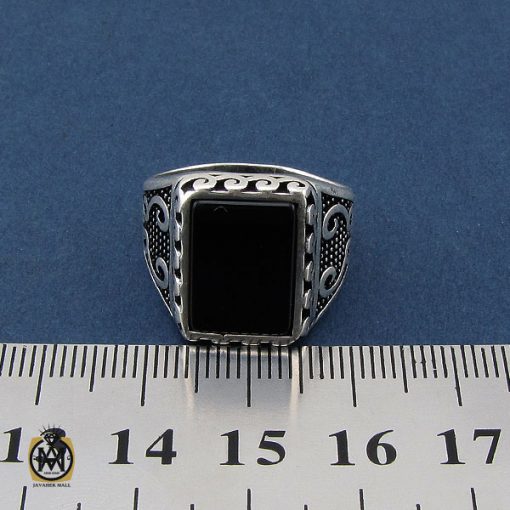 انگشتر عقیق مشکی مردانه - کد 10433 - تصویر 4