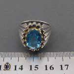 4 انگشتر توپاز آبی خوش رنگ مردانه هنر دست استاد باقرزاده - کد 10416 - تصویر 4