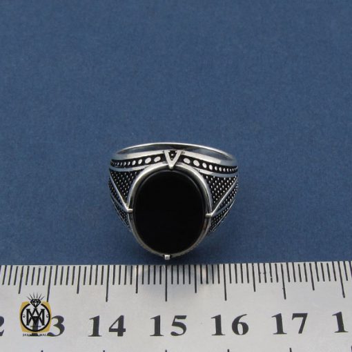4 انگشتر عقیق مشکی مردانه - کد 10434 - تصویر 4