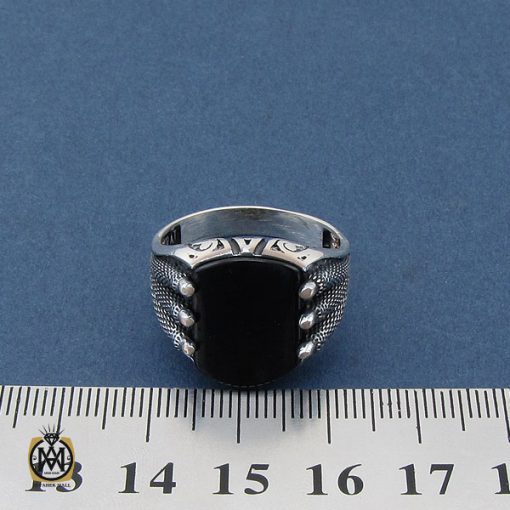 4 انگشتر عقیق مشکی مردانه - کد 10435 - تصویر 4