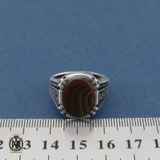 انگشتر عقیق سلیمانی طرح ورساچه مردانه - کد 10439 - تصویر 4