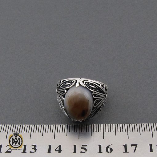 انگشتر عقیق سلیمانی مردانه - کد 10441 - تصویر 4