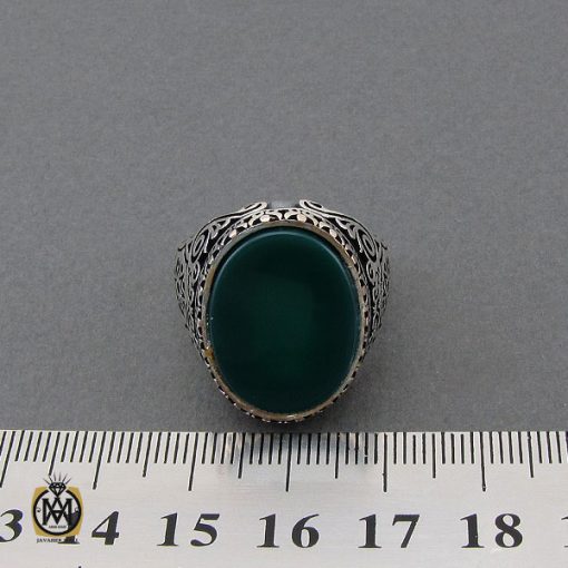 انگشتر نقره عقیق سبز رنگ مردانه اصلی - کد 10444 - تصویر 4