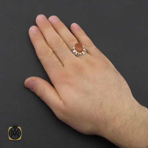 5 انگشتر عقیق یمن مردانه هنر دست استاد صانعی - کد 10408 - تصویر 5