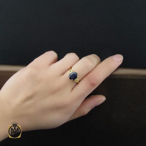 5 انگشتر یاقوت کبود طرح نگار زنانه - کد 2187 - تصویر 5