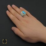 5 انگشتر فیروزه نیشابوری مردانه مرغوب و خوش طبع - 10455 - تصویر 5