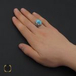 5 انگشتر فیروزه نیشابوری و برلیان اصل مردانه خوش رنگ - 10458 - تصویر 5