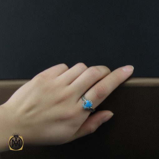 انگشتر فیروزه نیشابوری و مارکازیت طرح آذین زنانه - کد 2202 - تصویر 5