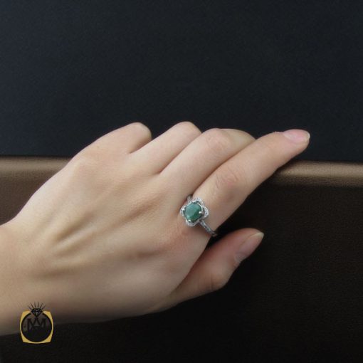 انگشتر زمرد طرح شکوفه زنانه - کد 2214 - تصویر 5