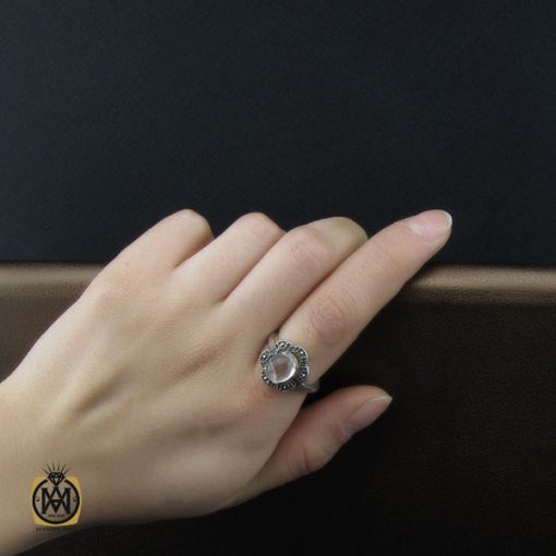 انگشتر دُر نجف و مارکازیت طرح مایسا زنانه - کد 2216 - تصویر 5