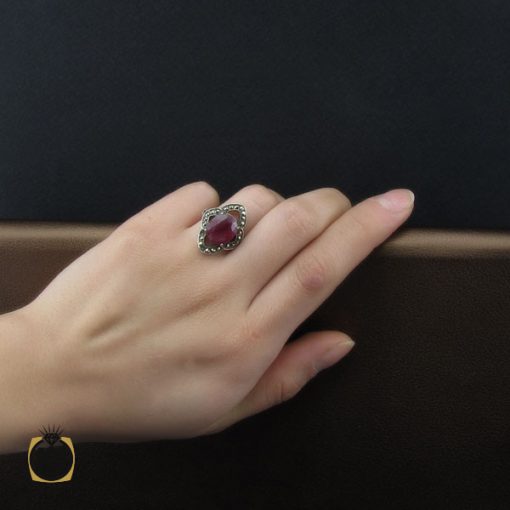 انگشتر یاقوت سرخ و مارکازیت طرح فرنیا زنانه - کد 2217 - تصویر 5