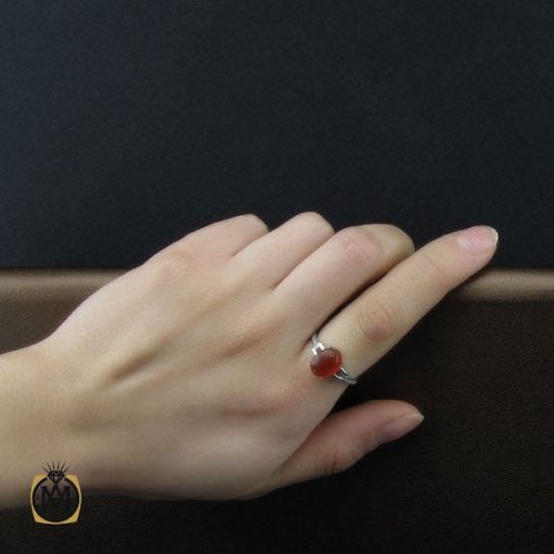 5 انگشتر عقیق یمن خوش رنگ طرح ارمغان زنانه - کد 2224 - تصویر 5