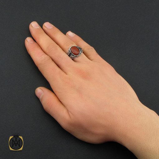 انگشتر عقیق قرمز مردانه - کد 10464 - تصویر 5