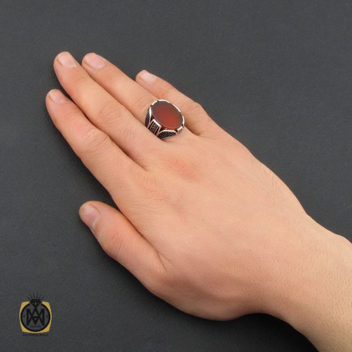 انگشتر عقیق قرمز مردانه - کد 10466 - تصویر 5