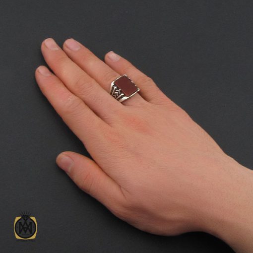 انگشتر عقیق قرمز مردانه - کد 10467 - تصویر 5