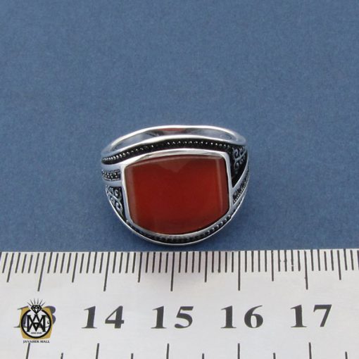 انگشتر عقیق قرمز منحنی اسپرت مردانه - کد 10468 - تصویر 5
