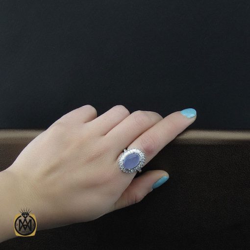 انگشتر عقیق یمن کبود طرح مهناز زنانه - کد 2175 - تصویر 5