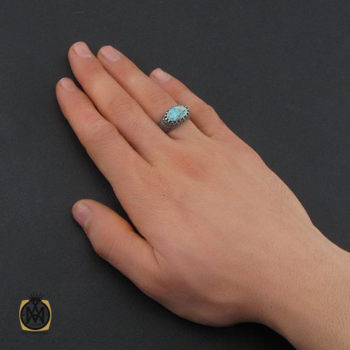 انگشتر فیروزه نیشابوری و مارکازیت مردانه - کد 10479 - تصویر 5