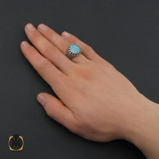 انگشتر فیروزه نیشابوری و مارکازیت مردانه - کد 10480 - تصویر 5