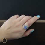 5 انگشتر عقیق یمن کبود طرح نگار زنانه - کد 2176 - تصویر 5