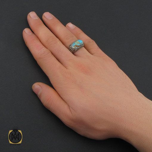 انگشتر فیروزه نیشابوری و مارکازیت مردانه - کد 10481 - تصویر 5