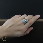 5 انگشتر فیروزه نیشابوری طرح رخساره زنانه - کد 2233 - تصویر 5
