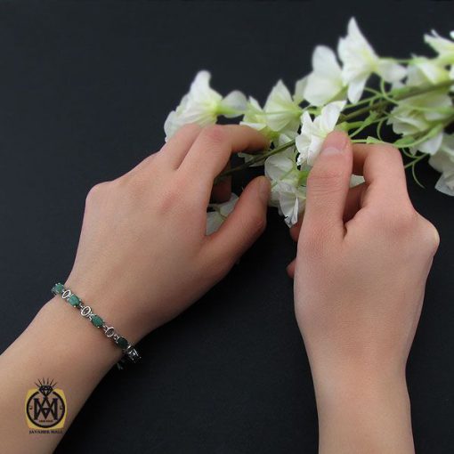 دستبند زمرد معدنی طرح خاطره زنانه - کد 1093 - تصویر 5