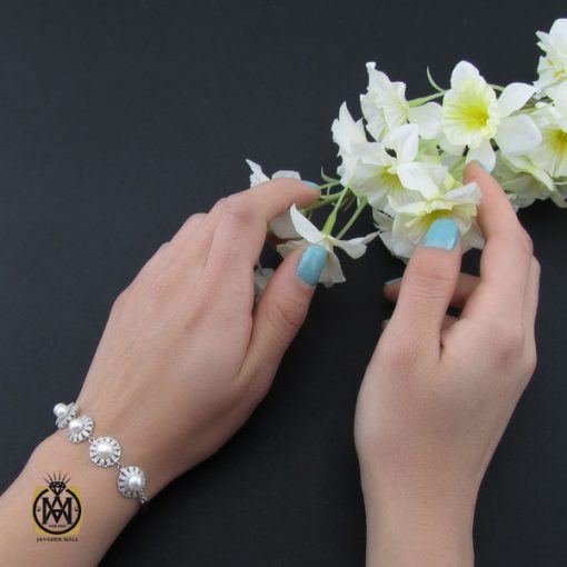 دستبند مروارید پرورشی طرح محیا زنانه - کد 1081 - تصویر 5