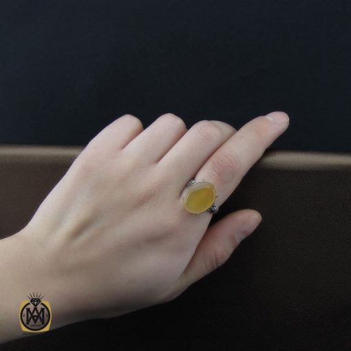 انگشتر عقیق یمن با حکاکی شرف الشمس طرح حنانه زنانه - کد 2250 - تصویر 5