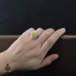 5 انگشتر عقیق زرد با حکاکی شرف الشمس طرح رونیکا زنانه - کد 2254 - تصویر 5