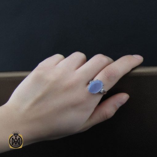 انگشتر عقیق کبود یمن طرح سوگند زنانه - کد 2259 - تصویر 5