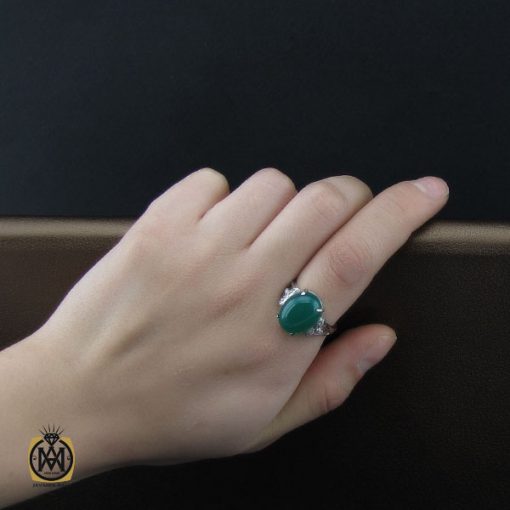 5 انگشتر عقیق سبز طرح شکوفه زنانه - کد 2260 - تصویر 5