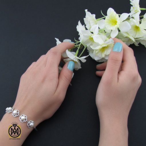 5 دستبند مروارید پرورشی طرح تلان زنانه - کد 1082 - تصویر 5