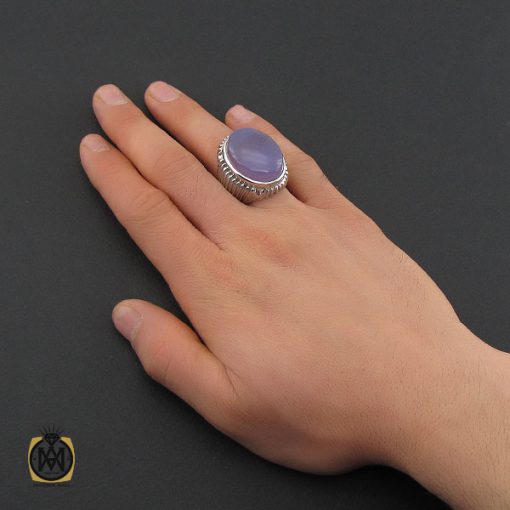 انگشتر عقیق یمن کبود خوش رنگ و درشت مردانه - کد 10483 - تصویر 5