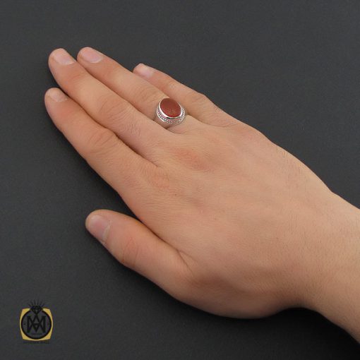 انگشتر عقیق یمن با حکاکی سوره توحید مردانه دست ساز - کد 10487 - تصویر 5