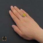 5 انگشتر عقیق زرد با حکاکی شرف الشمس مردانه - کد 10489 - تصویر 5