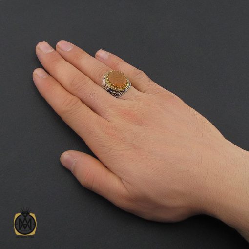 5 انگشتر عقیق یمن با حکاکی یا کریم العفو مردانه - کد 10491 - تصویر 5