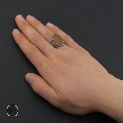 5 انگشتر عقیق یمن با حکاکی ماشاالله لا قوه الا بالله ان ترن انا اقل منک مالا و ولدا مردانه – کد 10494 - تصویر 5