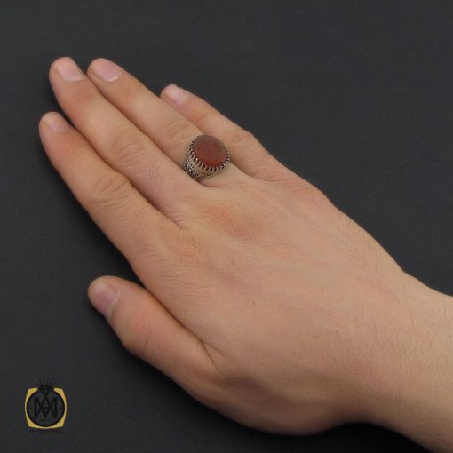 انگشتر عقیق یمن با حکاکی یا صادق الوعد مردانه – کد 10500 - تصویر 5