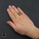 انگشتر عقیق یمن شرف الشمس با حکاکی ماشاءالله لا قوه الا بالله ان ترن انا اقل منک مالا و ولدا مردانه - کد 10411 - تصویر 5