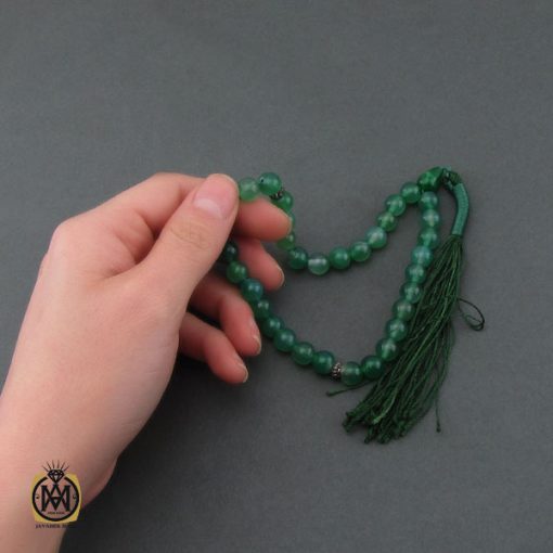 تسبیح 33 دانه عقیق سبز خوش رنگ - کد 4235 - تصویر 5