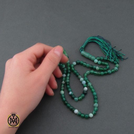 5 تسبیح 101 دانه عقیق سبز خوش رنگ - کد 4236 - تصویر 5