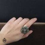 5 انگشتر الماس اصل و زمرد طرح نوشاد زنانه - کد 2184 - تصویر 5