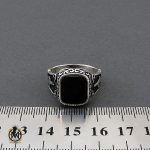 انگشتر عقیق مشکی با رکاب نقره مردانه - کد 10428 - تصویر 5