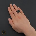 5 انگشتر عقیق مشکی مردانه - کد 10429 - تصویر 6