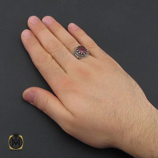 انگشتر یاقوت سرخ خوش رنگ مردانه - کد 10415 - تصویر 5