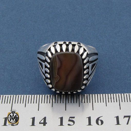 انگشتر عقیق سلیمانی مردانه - کد 10437 - تصویر 5