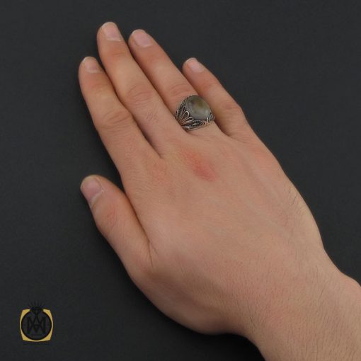 انگشتر عقیق سلیمانی مردانه - کد 10441 - تصویر 5