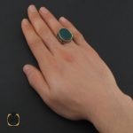5 انگشتر نقره عقیق سبز رنگ مردانه اصلی - کد 10444 - تصویر 5