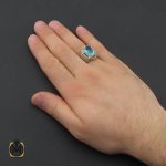 5 انگشتر توپاز آبی خوش رنگ مردانه هنر دست استاد باقرزاده - کد 10416 - تصویر 5